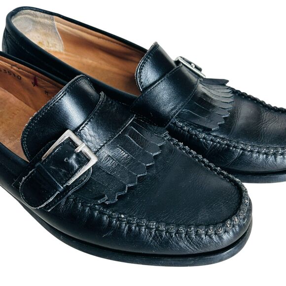 Bruno Magli Mens Shoes Size 9 Black Leather Monk Strap Kiltie Fringe ITALY main image 4